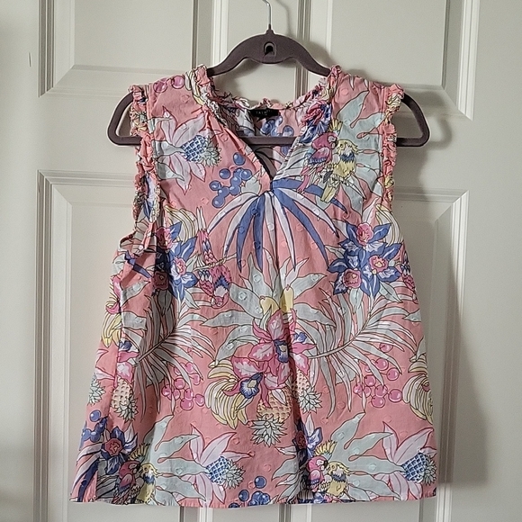 Talbots Tops - Talbots Women’s Medium Sleeveless Floral Blouse – Pink & Blue Tropical Print